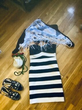 Wildcat Black Strapless Knit Dress with Silver Zip